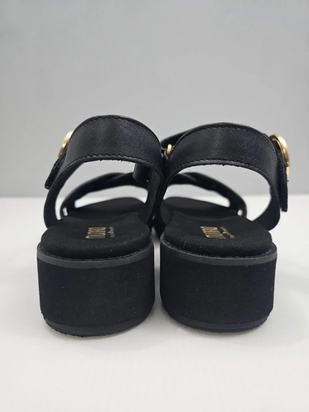 Munro Knox Sandal Womens 9.5 Black Leather Chunky Lug Sole Platform Comfort